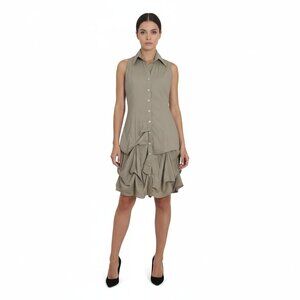Joseph Ribkoff Cloud Grey Pearl Iridescent Button-Up Dress Sz 8